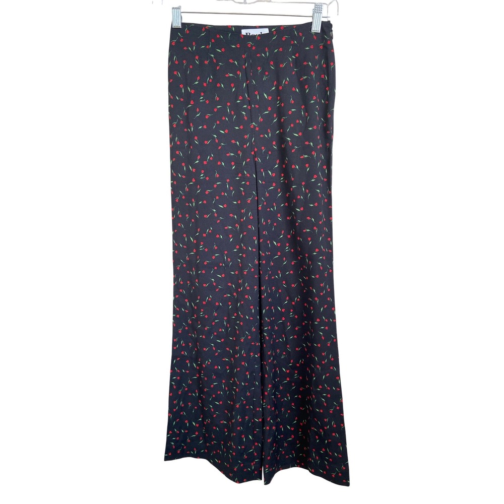 Rouje Paris Women's Floral Print‎ Pants US Size 2  Black Red
